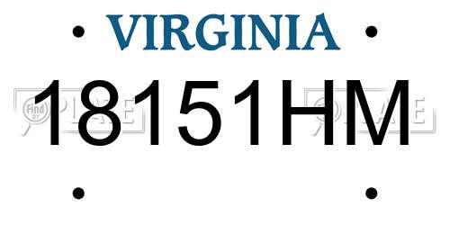 18151HM Virginia License Plate