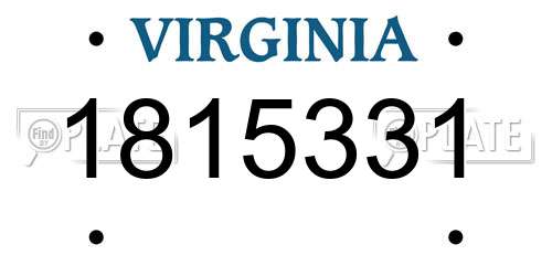 1815331 Virginia License Plate