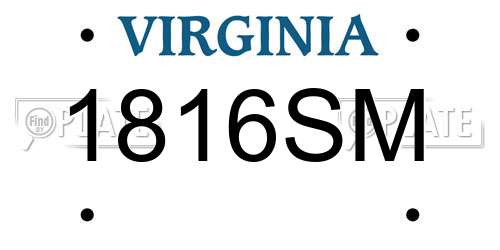 1816SM Virginia License Plate