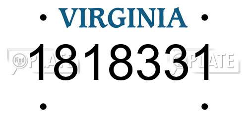 1818331 Virginia License Plate