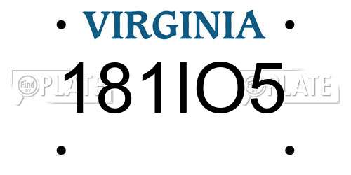 181IO5 Virginia License Plate