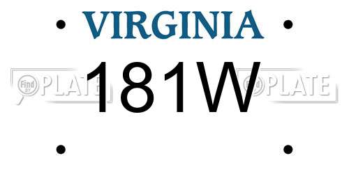 181W Virginia License Plate
