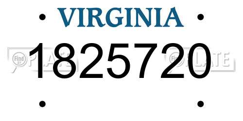 1825720 Virginia License Plate