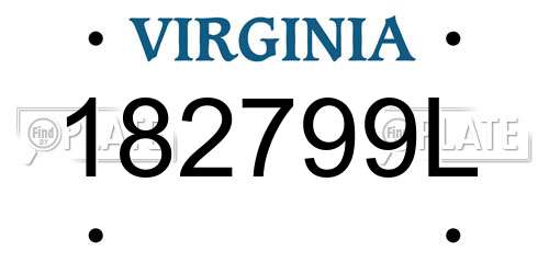 182799L Virginia License Plate
