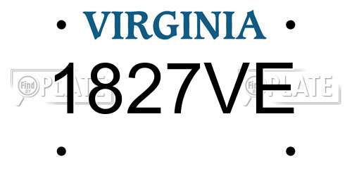 1827VE Virginia License Plate