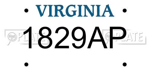 1829AP Virginia License Plate