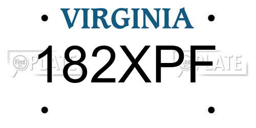 182XPF Virginia License Plate