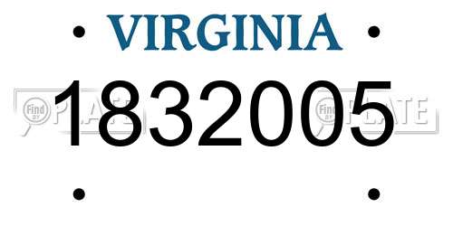 1832005 Virginia License Plate