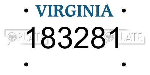 183281 Virginia License Plate