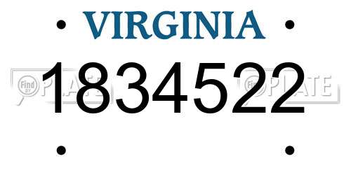 1834522 Virginia License Plate