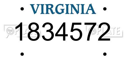 1834572 Virginia License Plate