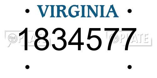 1834577 Virginia License Plate