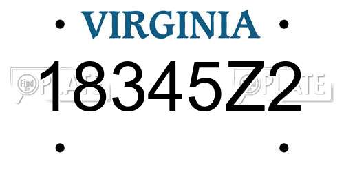 18345Z2 Virginia License Plate