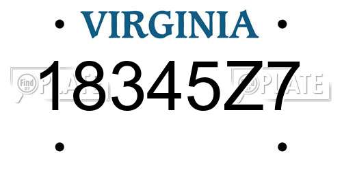 18345Z7 Virginia License Plate