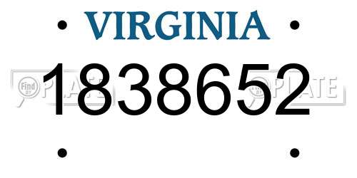1838652 Virginia License Plate