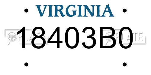 18403B0 Virginia License Plate