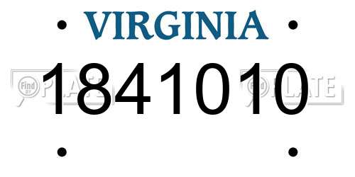 1841010 Virginia License Plate