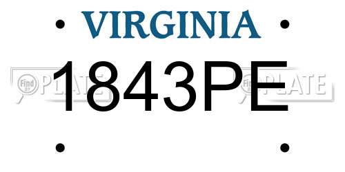 1843PE Virginia License Plate