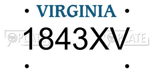 1843XV Virginia License Plate