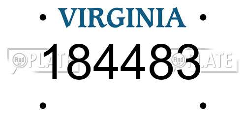 184483 Virginia License Plate