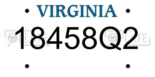 18458Q2 Virginia License Plate