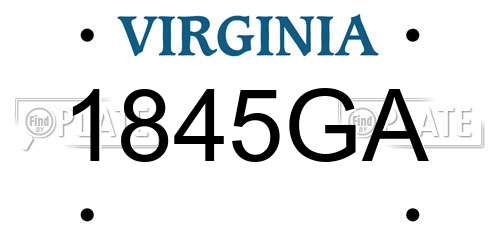 1845GA Virginia License Plate