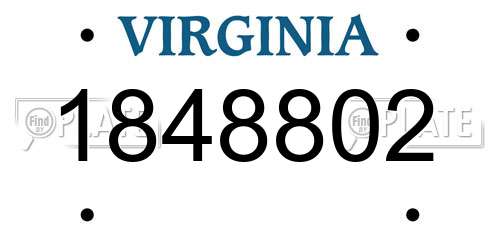 1848802 Virginia License Plate
