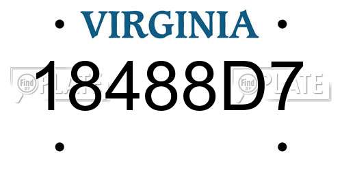 18488D7 Virginia License Plate
