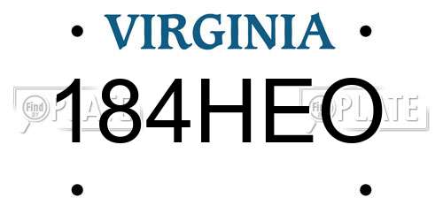184HEO Virginia License Plate