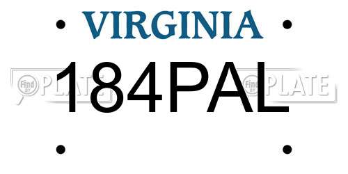 184PAL Virginia License Plate