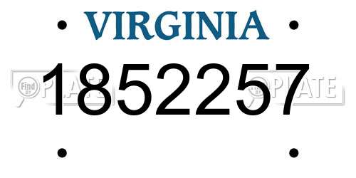 1852257 Virginia License Plate