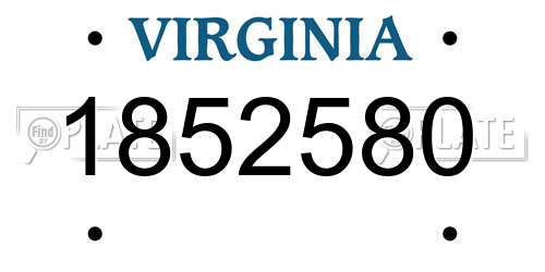 1852580 Virginia License Plate