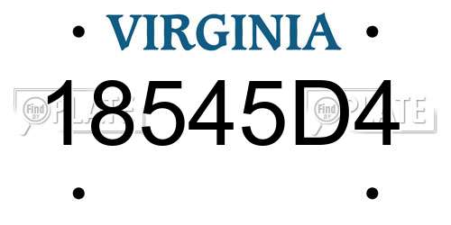 18545D4 Virginia License Plate