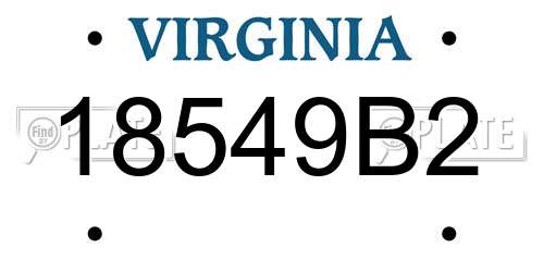 18549B2 Virginia License Plate