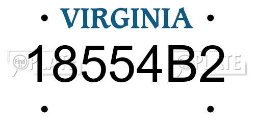 18554B2 Virginia License Plate