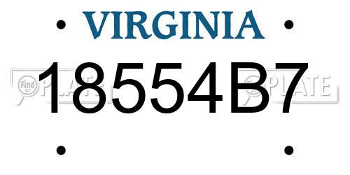 18554B7 Virginia License Plate