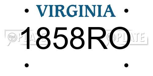 1858RO Virginia License Plate