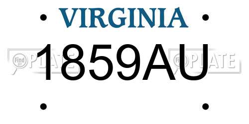 1859AU Virginia License Plate