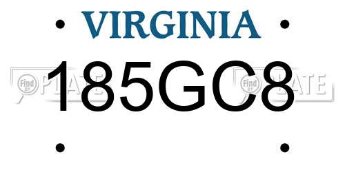 185GC8 Virginia License Plate