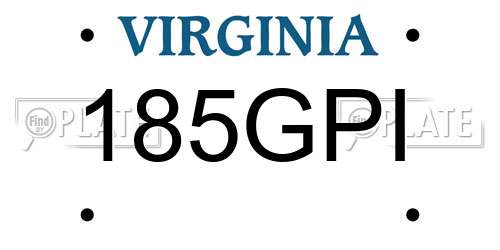 185GPI Virginia License Plate