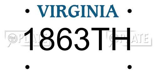 1863TH Virginia License Plate