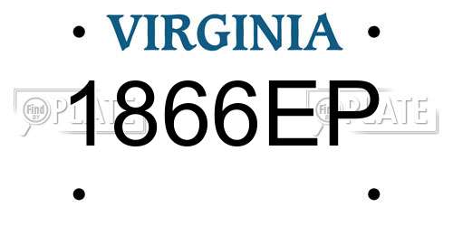 1866EP Virginia License Plate