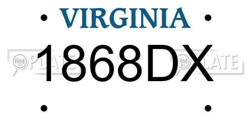 1868DX Virginia License Plate