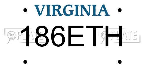 186ETH Virginia License Plate