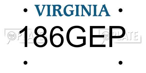 186GEP Virginia License Plate
