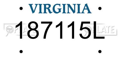 187115L Virginia License Plate