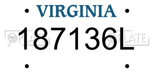 187136L Virginia License Plate