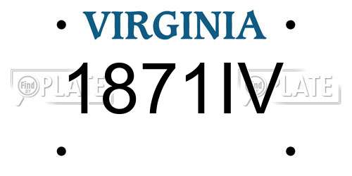 1871IV Virginia License Plate