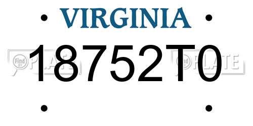 18752T0 Virginia License Plate