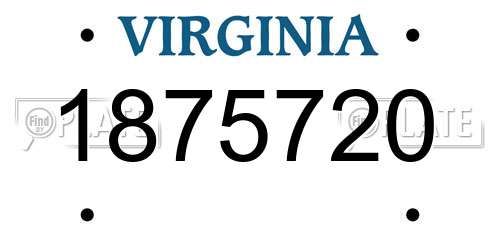 1875720 Virginia License Plate